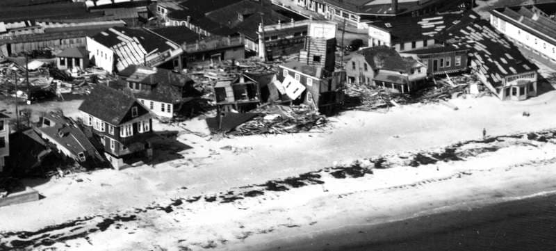 Aerial photograph of hurricane damage at Ocean Beach Park, New London, Connecticut, taken by the U.S. Army Air Corps one week after the September 1938 hurricane.